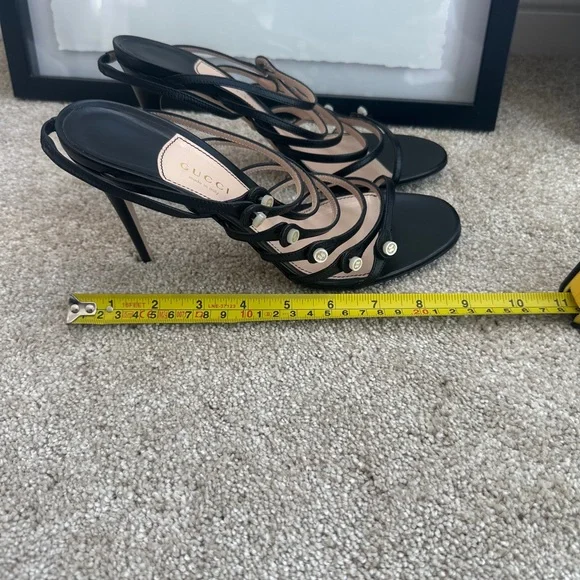 Gucci Marmont Pearl Button Black Strappy Heels - EUC - Picture 13 of 13
